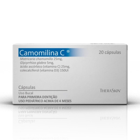 Camomilina C Matricaria Chamomila L. 25mg + Glycyrrhiza Globra L. 5mg + Vitamina C 25mg + Vitamina D3 150UI 20 cápsulas