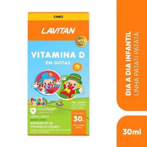 Vitamina D3 Lavitan Infantil Patati Patatá Sabor Limão Gotas 30ml