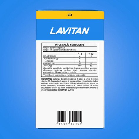 Lavitan Cálcio + Vitamina D 1.000 UI com 60 comprimidos