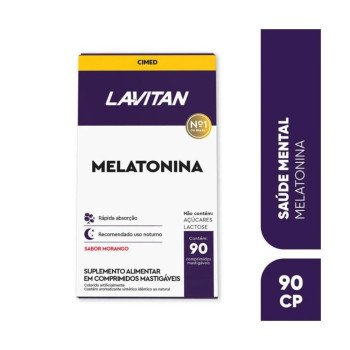 Melatonina 0,21mg Sabor Morango com 90 Comprimidos Mastigáveis Lavitan