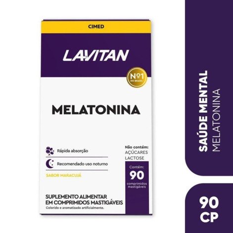 Suplemento Alimentar Lavitan Melatonina Sabor Maracujá 90 Comprimidos Mastigáveis
