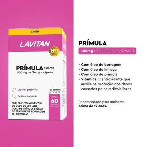 Suplemento Alimentar Lavitan Prímula Femme 60 Cápsulas Gelatinosas