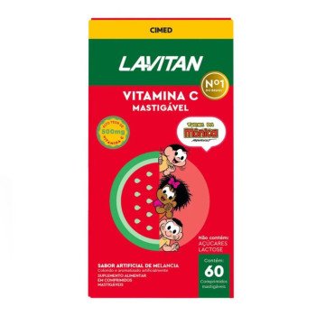 Suplemento Alimentar Lavitan Vitamina C 500mg Turma da Mônica Sabor Melancia 60 Comprimidos Mastigáveis
