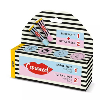 Kit Carmed SOS Hidratante Labial Algodão Doce Esfoliante 10g + Ultra Gloss 10g