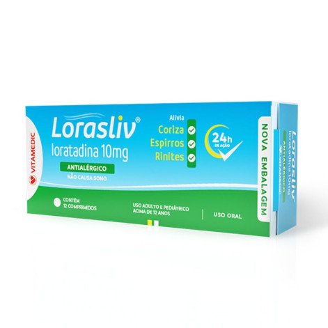 Loratadina Lorasliv 10mg Vitamedic 12 Comprimidos