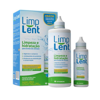 Kit Limp Lent Solução Estéril para Lentes de Contato com 1 frasco de 350ml + 1 frasco de 120ml + 1 estojo para lentes
