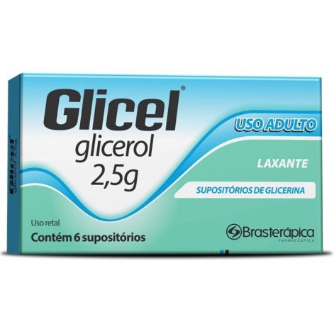 Glicel 2,5g Adulto com 6 Unidades Supositórios de Glicerina