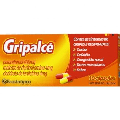 Gripalcê Paracetamol 400mg + Cloridrato Fenillefrina 4mg + Maleato de Clorfeniramina 4mg 10 cápsulas