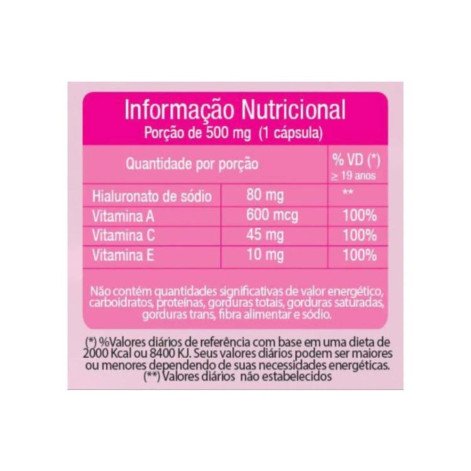 Acido Hialurônico + Vitaminas 80mg 30 Capsulas Herbamed 