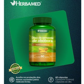 Óleo de Semente de Abóbora 60 Cápsulas 500mg Herbamed