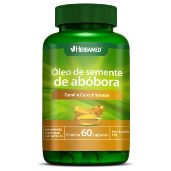 Óleo de Semente de Abóbora 60 Cápsulas 500mg Herbamed