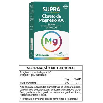 Supra Cloreto De Magnésio P.A 500mg Herbamed 60 Cápsulas