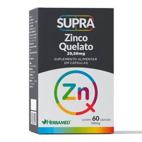 Supra Zinco Quelato 29,59mg Com 60 cápsulas Herbamed