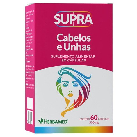 Vitamina Supra Cabelos e Unhas 500mg 60 Capsulas - Herbamed