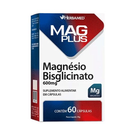 Mag Plus Magnésio Bisglicinato 600Mg 60 Cápsulas Herbamed