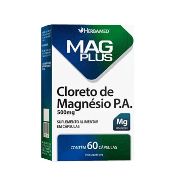 Suplemento Alimentar Mag Plus Cloreto De Magnésio P.A 500mg Herbamed 60 Cápsulas