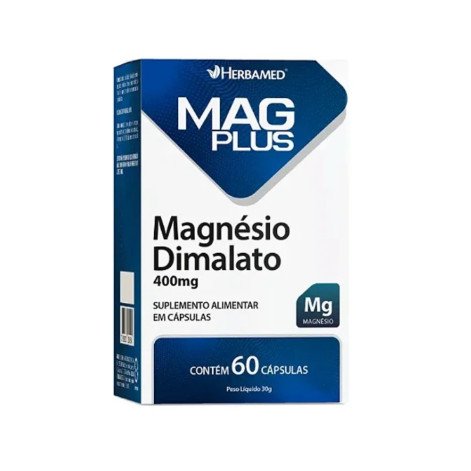 Suplemento Alimentar Mag Plus Magnésio Dimalato 400mg Herbamed 60 Cápsulas