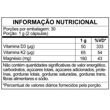 Mag Plus MDK Magnésio Vitamina D3 e Vitamina K2 com 60 Cápsulas