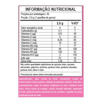 Hair Cabelos e Unhas Gummy 30 Gomas 2500mg Sabor Morango Unilife