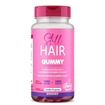 Hair Cabelos e Unhas Gummy 30 Gomas 2500mg Sabor Morango Unilife