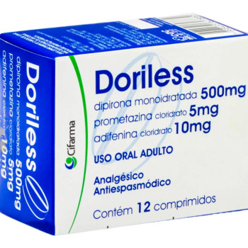 Doriless Dipirona 500mg + Prometazina 5mg + Adifenina 10mg 12 comprimidos