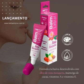 Balm Labial Rosa Mosqueta e Manteiga de Cacau BellaPhytus 10g