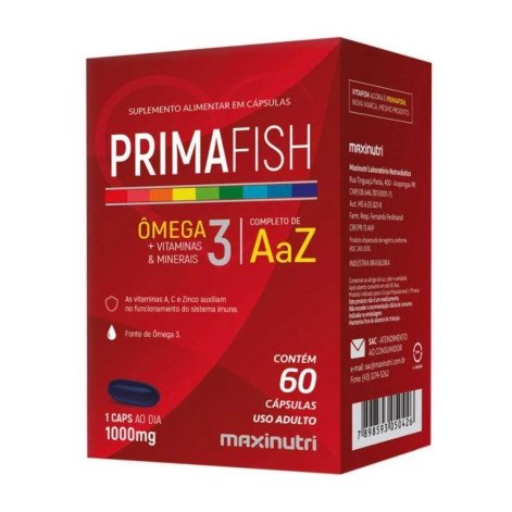 Primafish Ômega 3 Polivitaminas e Minerais 60 Capsulas Maxinutri