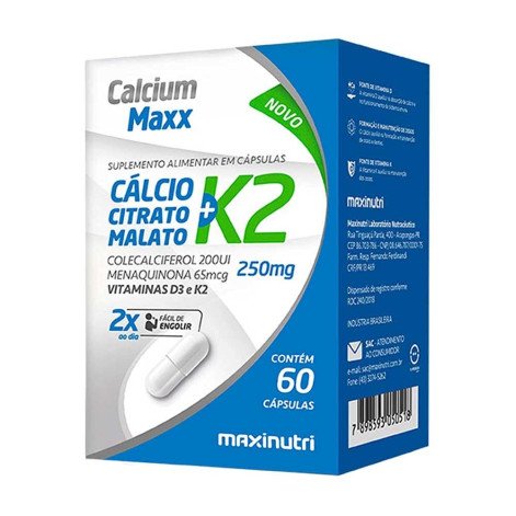 Calcium Maxx K2 (Cálcio Citrato Malato + Vitaminas D3 e K2) 60 Comprimidos Maxinutri