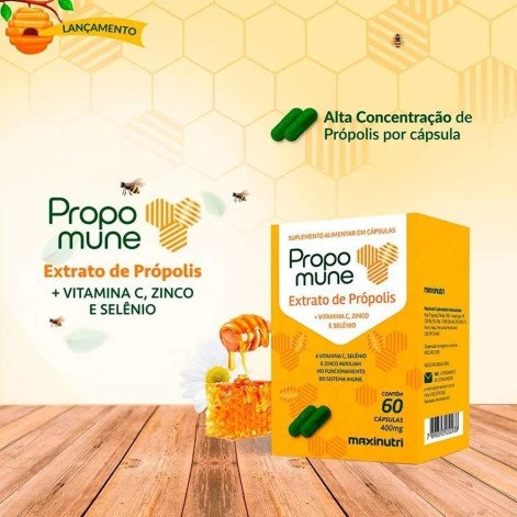 Propomune Extrato Própolis + Vitamina C 60 Caps Maxinutri