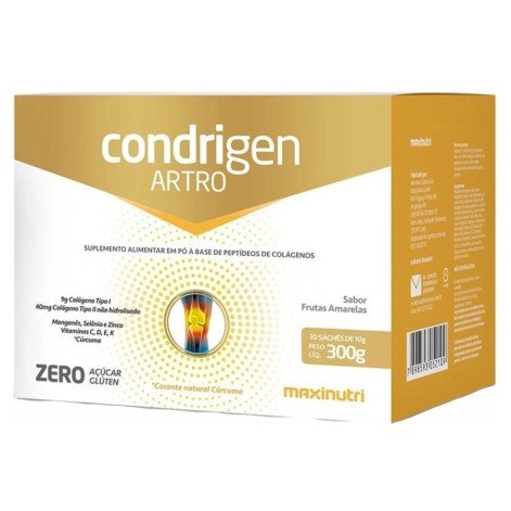 Condrigen Artro Colágeno Tipo 1 e Colágeno Tipo 2 com Vitaminas Sabor Frutas Amarelas 30 Sachês