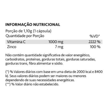 Ascorvit C 1000mg Vitamina C e Zinco 60 Cápsulas Maxinutri