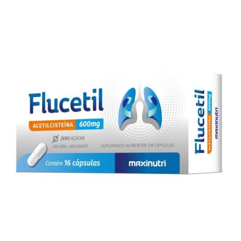 Flucetil Acetilcisteína 600mg 16 Cápsulas Maxinutri