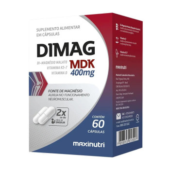 Dimag MDK 400mg Di-Magnésio Malato Vitamina D e K2-7 60 Cápsulas