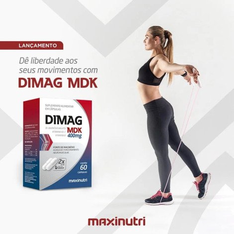 Dimag MDK 400mg Di-Magnésio Malato Vitamina D e K2-7 60 Cápsulas