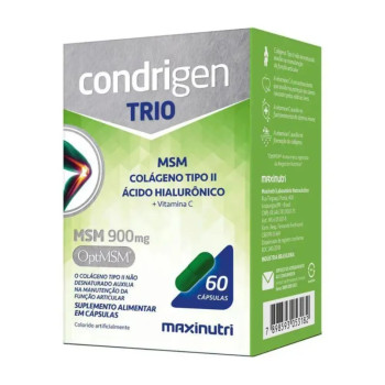 Condrigen TRIO (MSM, Colágeno Tipo 2, Ácido Hialurônico e Vitamina C) - 60 Cápsulas - Maxinutri