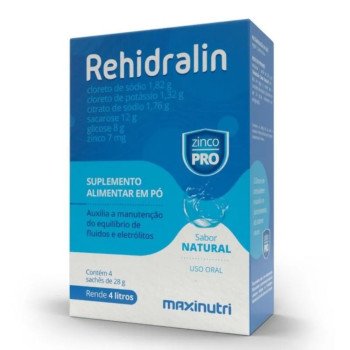 Suplemento Alimentar Maxinutri Rehidralin Sabor Natural 4 Sachês de 28g