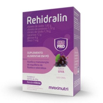 Suplemento Alimentar Maxinutri Rehidralin Sabor Uva 4 Sachês de 28g