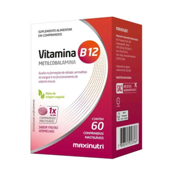 Vitamina B12 Metilcobalamina Mastigáveis 60 Comprimidos Maxinutri