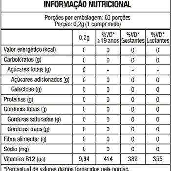 Vitamina B12 Metilcobalamina Mastigáveis 60 Comprimidos Maxinutri