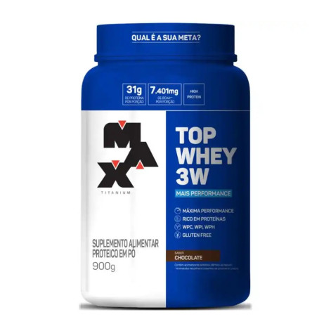 Whey Protein Max Titanium Top Whey 3w Mais Performance Chocolate 900g