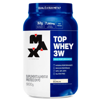 Whey Protein Max Titanium Top Whey 3w Mais Performance Baunilha 900g