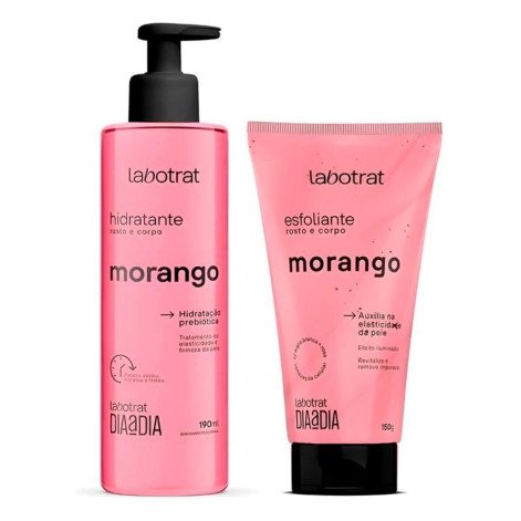 Kit Morango Rosto e Corpo Dia a Dia Hidratante 190ml e Esfoliante 150ml Labotrat