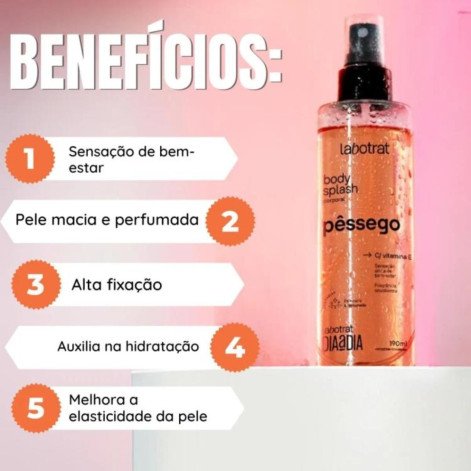 Perfume Body Splash Dia a Dia Corpo Pêssego Labotrat 190ml