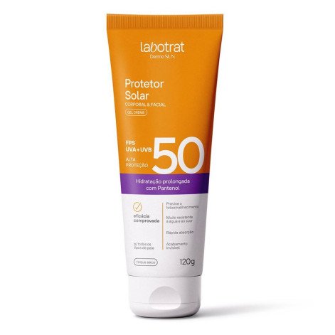 Protetor Solar Corporal & Facial Labotrat FPS 50 UVA+UVB Gel Creme Dermo Sun 120g Toque Seco