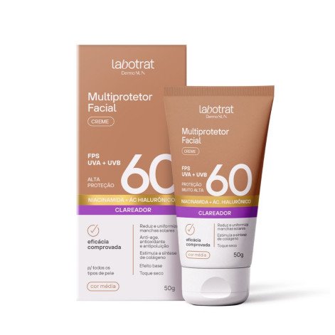 Multiprotetor Facial Creme Labotrat Dermo Sun FPS60 Bege Médio 50g