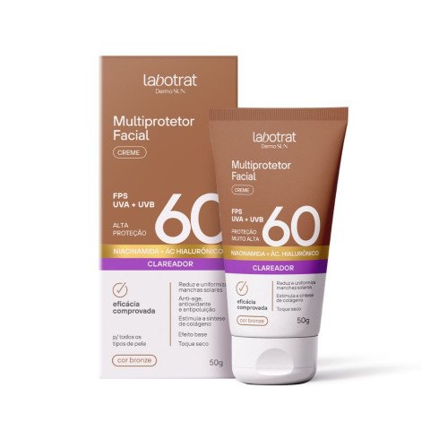Multiprotetor Facial Labotrat FPS 60 UVA+UVB Creme Dermo Sun 50g Cor Bronze