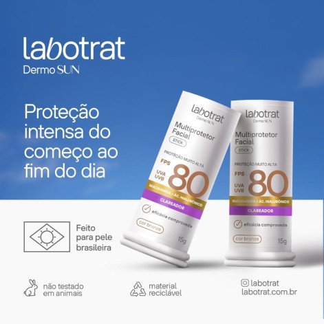 Multiprotetor Labotrat Stick Dermo Sun Fps 80 Cor Bronze 15g