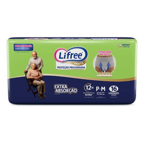 Fralda Geriatrica Calça Lifree Extra Absorção P/M 16 Unidades
