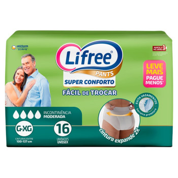 Fralda Geriatrica Calça Lifree Extra Absorão G/XG 16 Unidades
