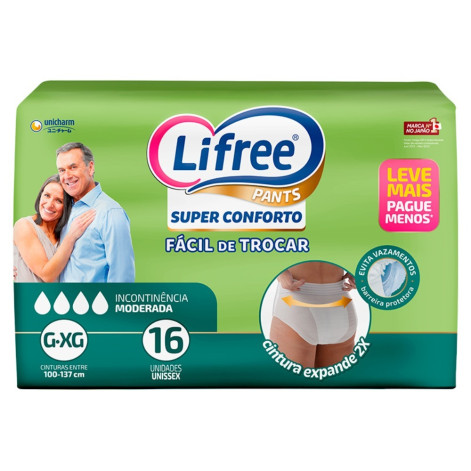 Fralda Geriatrica Calça Lifree Extra Absorão G/XG 16 Unidades